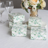 White Green Eucalyptus Leaves Print Paper Favor Boxes - Elegant and Nature-Inspired Packaging